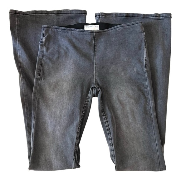Free People Gray Penny Pull On Stretch Denim Flare Retro Jeans Women’s 27 - Picture 12 of 15